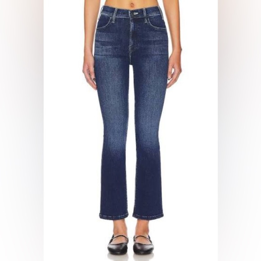 MOTHER Dark Indigo Cropped Flare Jeans